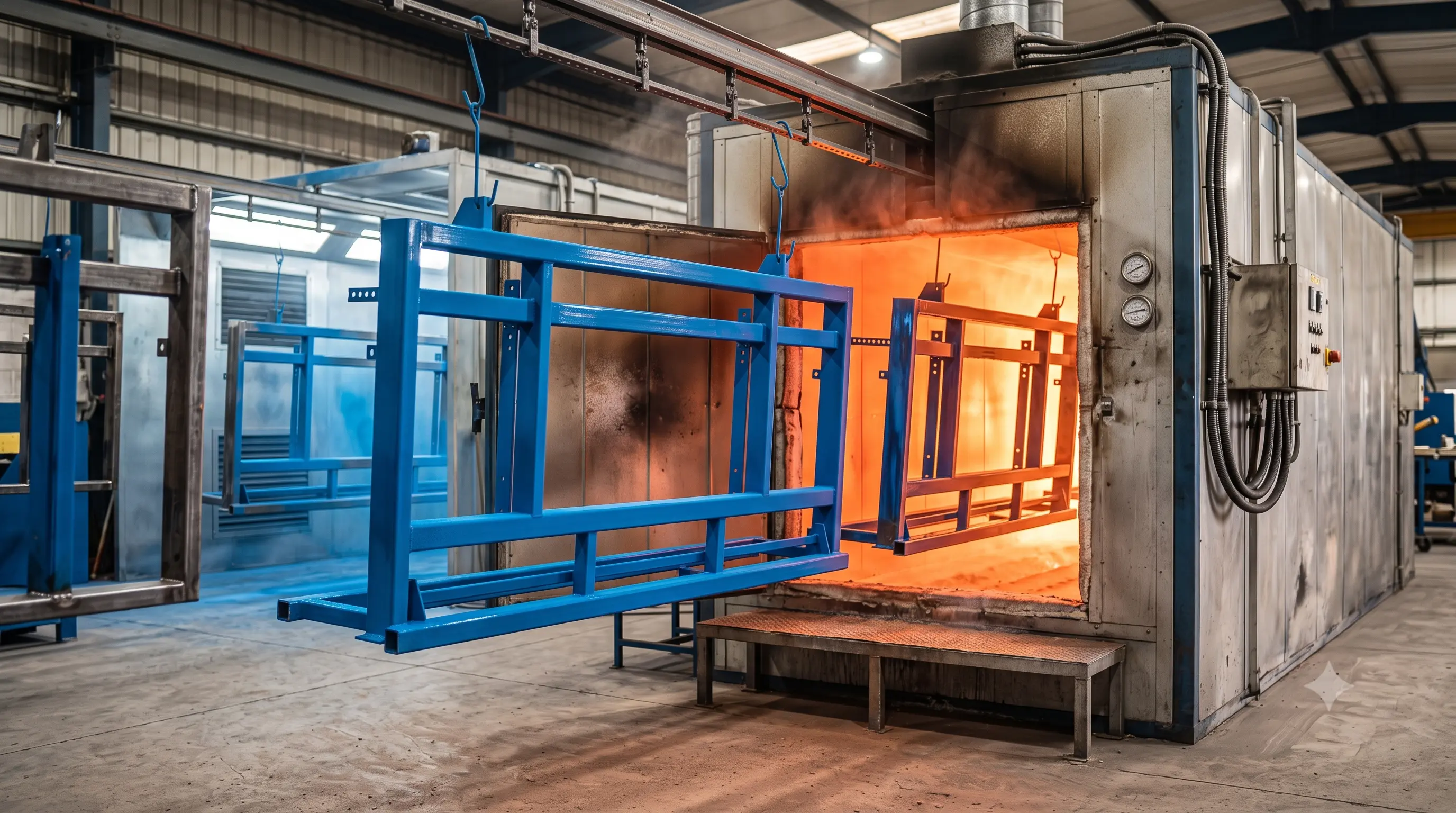 High temperature industrial oven baking and curing powder coated components in Mumbai